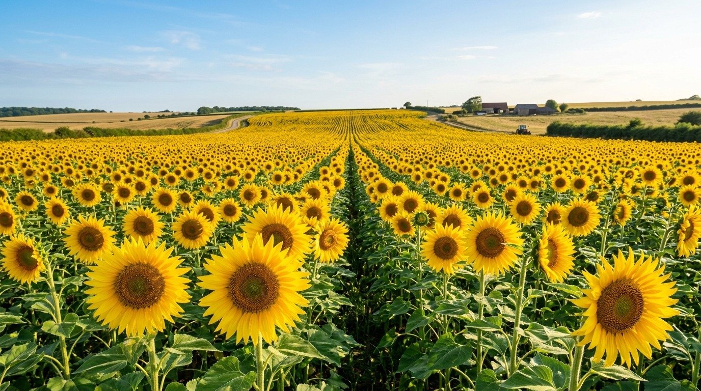 Sunflower crop and field operations at Albadar Farm